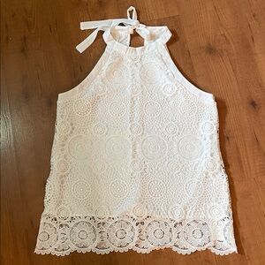 White Lace Halter Top (lined)